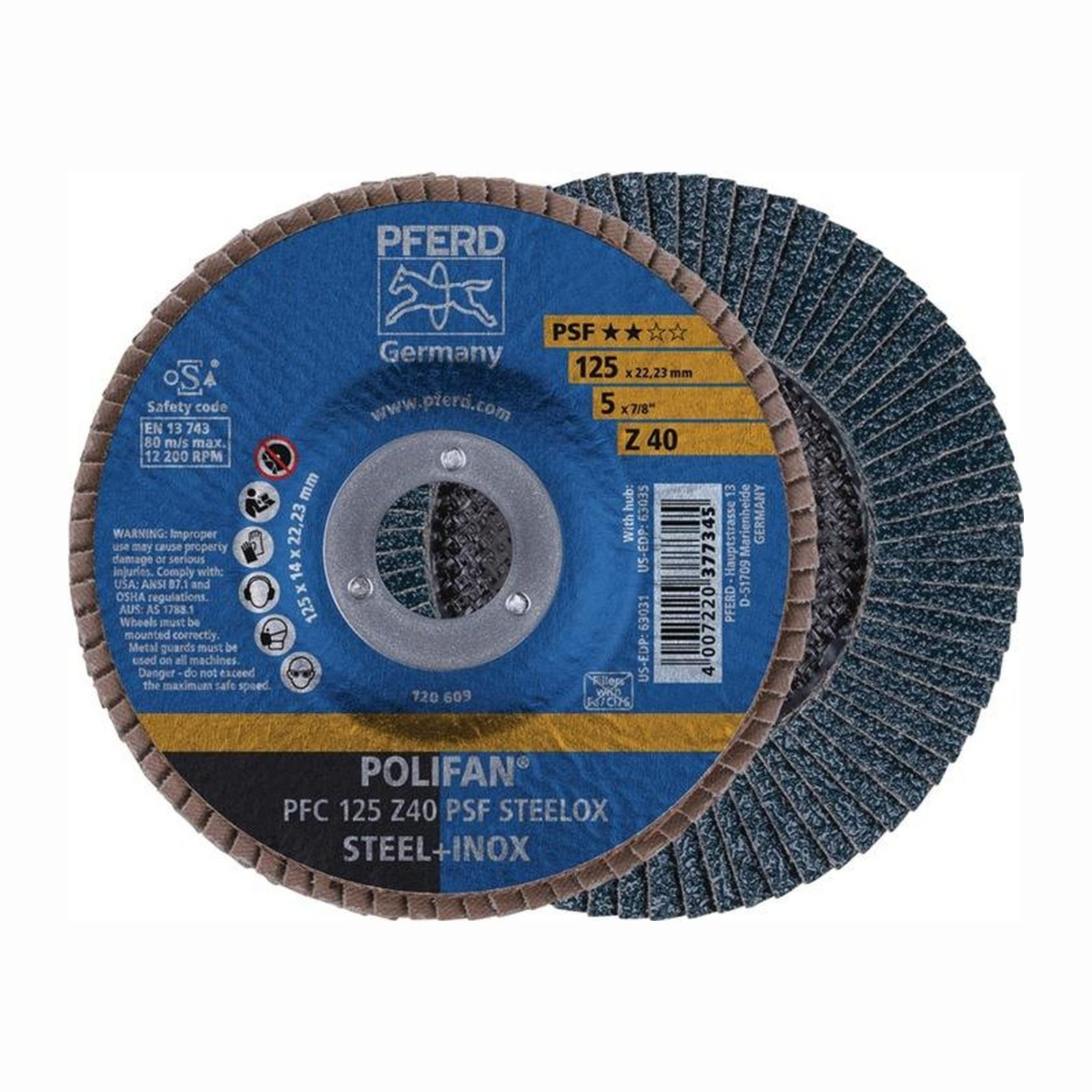 PFERD 10x Fächerscheibe POLIFAN Z PSF STEELOX konisch