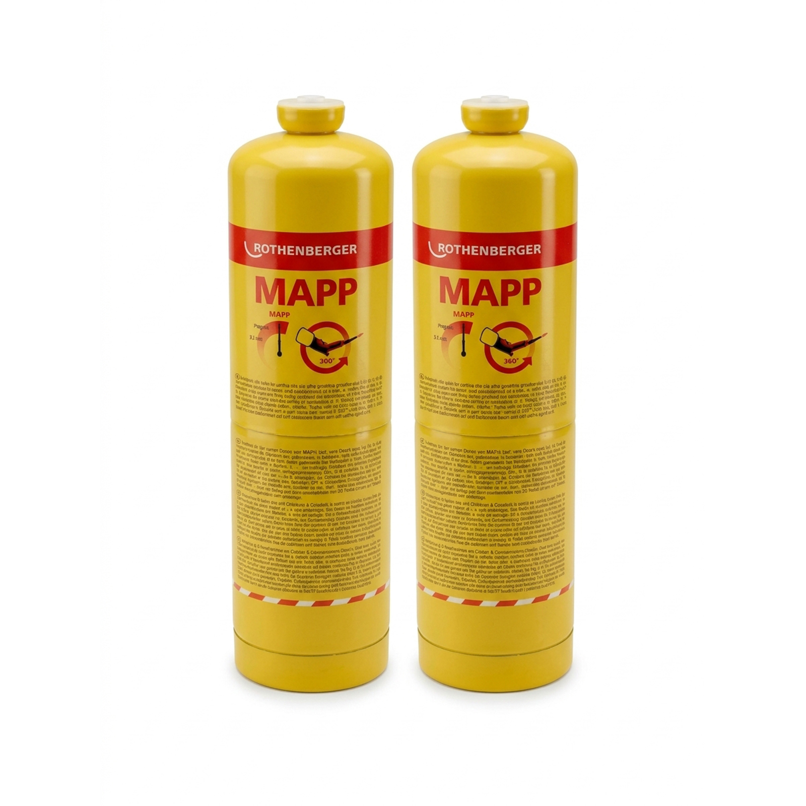 ROTHENBERGER Industrial 2x MAPP-Gas Kartusche 650ml/900g (7/16"-EU) - 035551-A-2