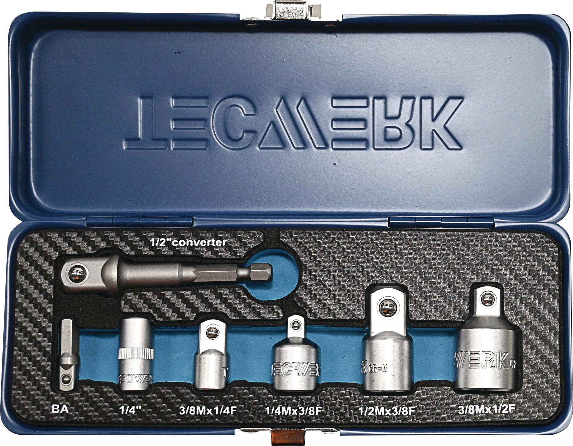 Adaptersatz 7-tlg.1/4-1/2 Zoll inkl.Maschinenadapter TECWERK