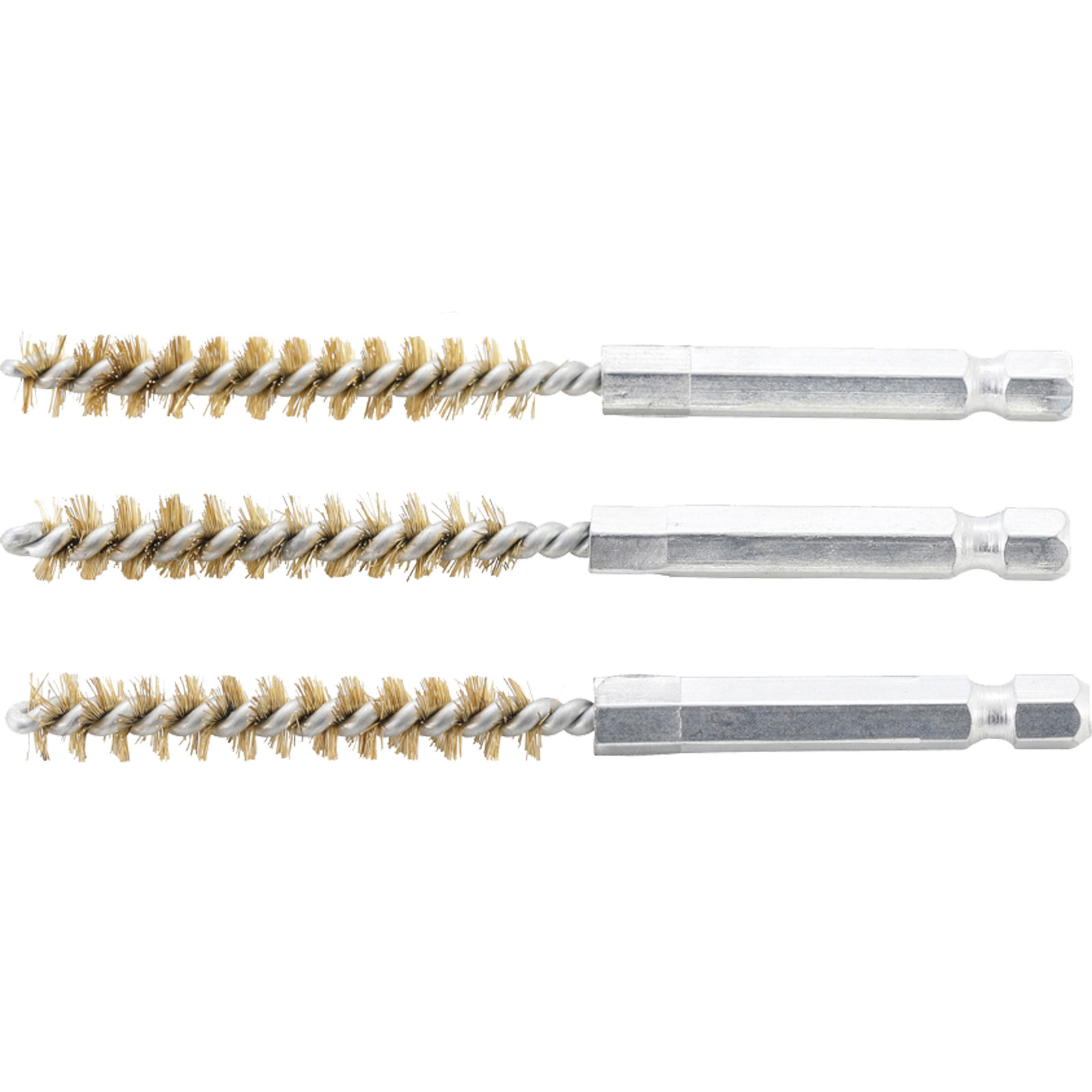 BGS Messingbürste 8 mm Antrieb Außensechskant 6,3 mm (1/4") 3tlg. - 3078-8-M