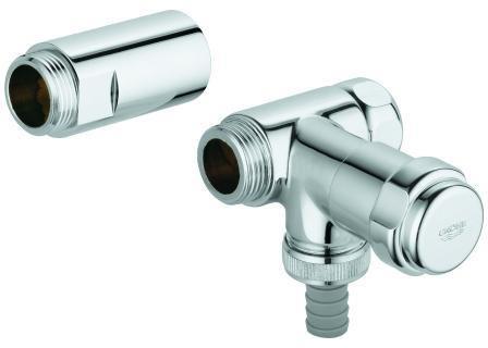 GROHE WAS-Ventil Batt. 41043 Design-Gr. DN20 Anschluss rechts für 1/2Zoll chrom