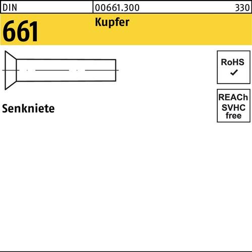 Senkniete DIN 661 4x 6 Kupfer 1000 Stück
