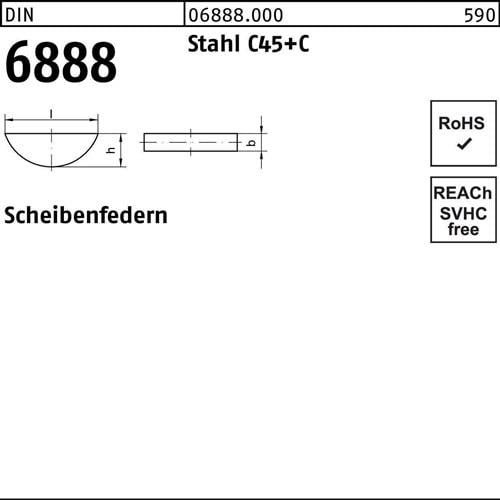 Scheibefeder DIN 6888 5x 7,5 Stahl C45+C 100 Stück