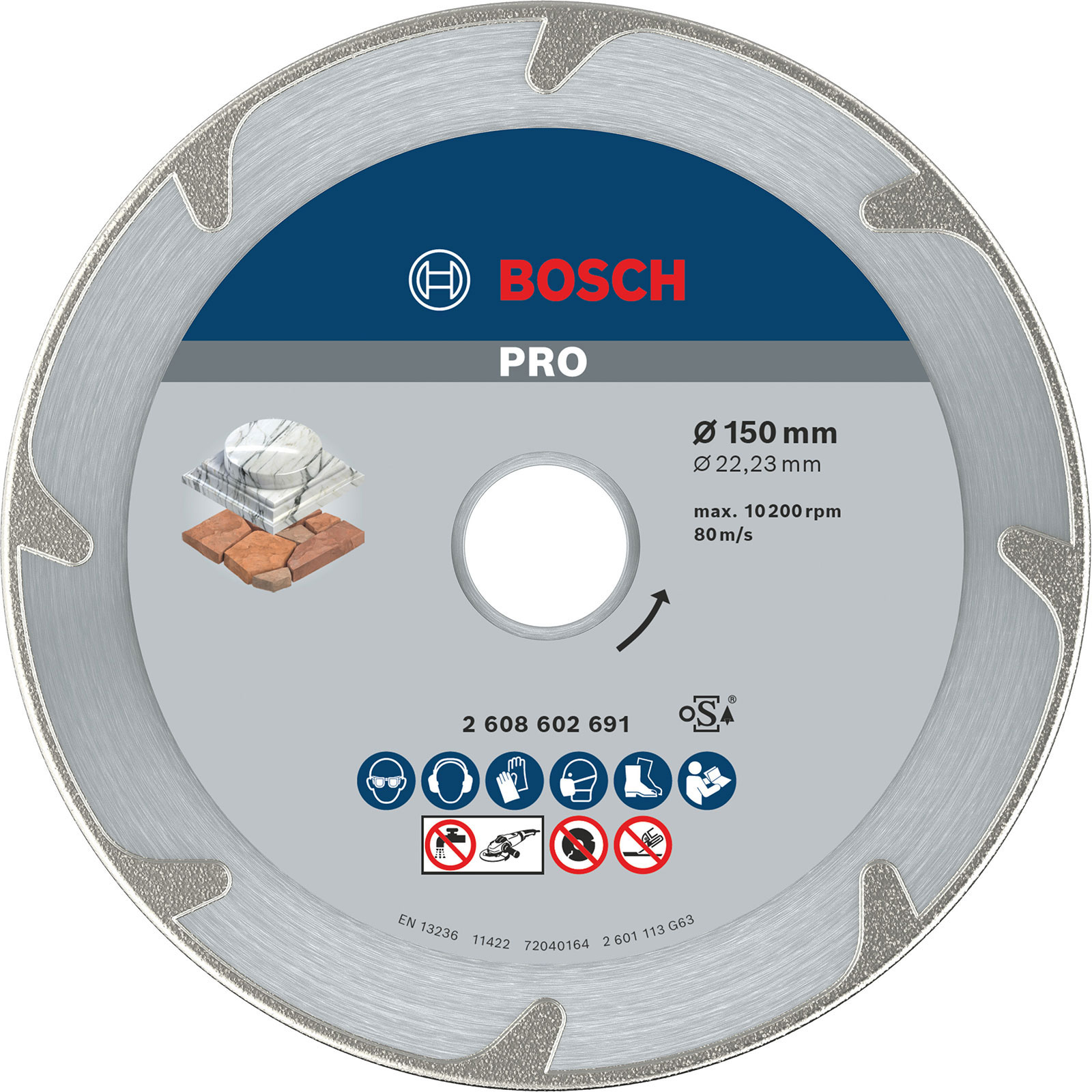 Bosch PRO Marble Diamanttrennscheibe 150 x 22,23 mm - 2608602691