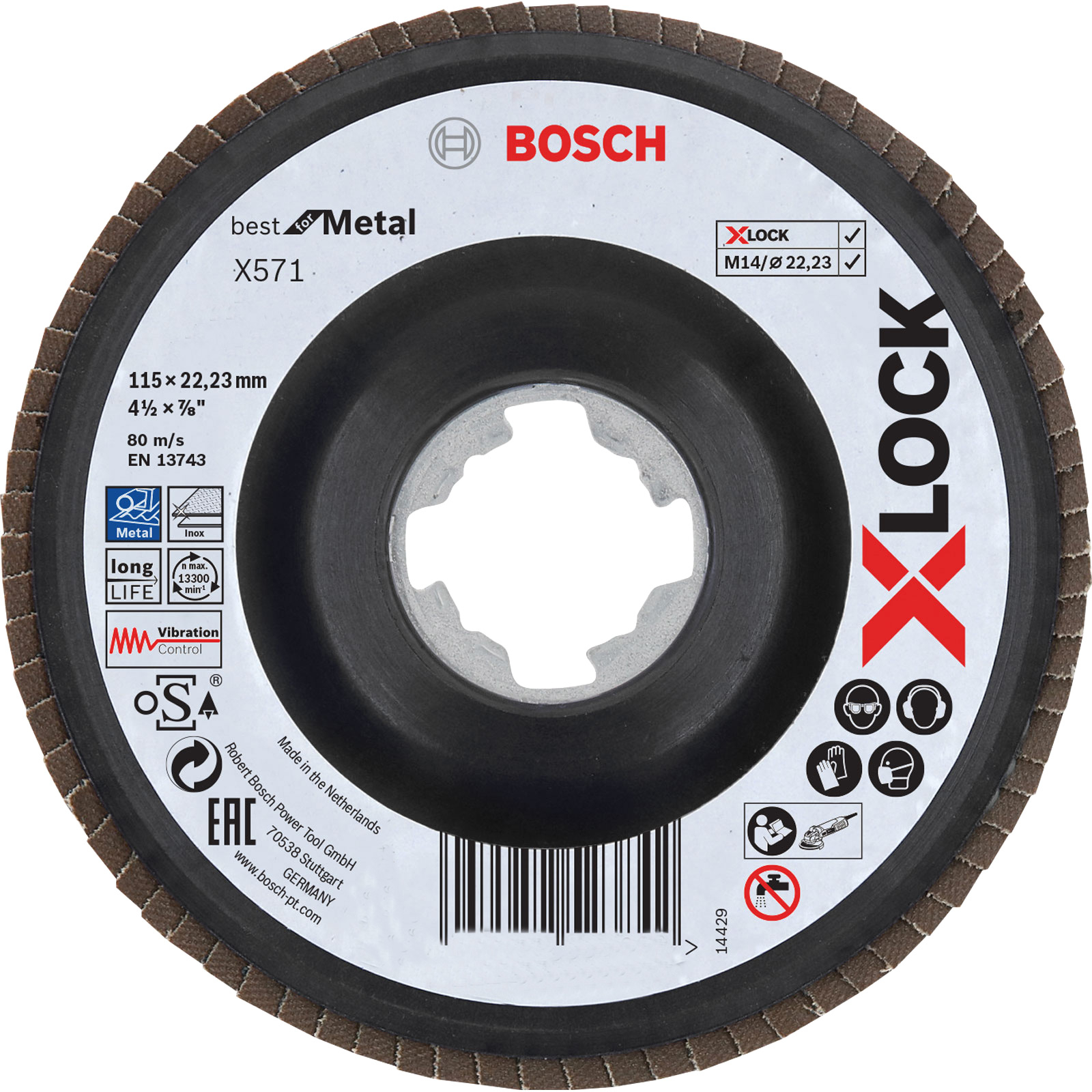 Bosch X-LOCK Fächerscheibe geschränkt X571 Best for Metal 115 mm