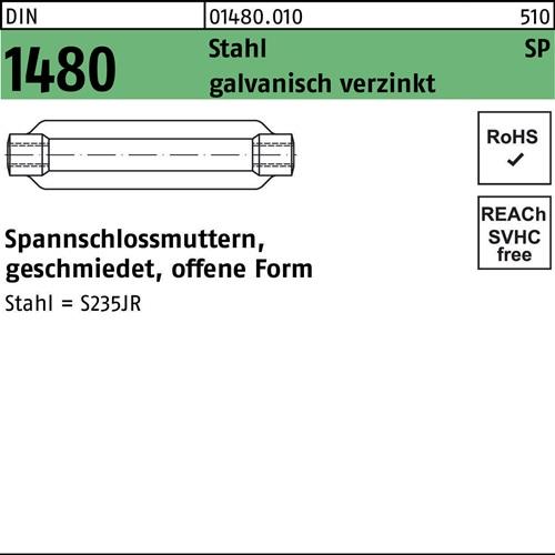 Spannschlossmutter DIN 1480 offen SP M10/125 Stahl galv.verz. 1St.
