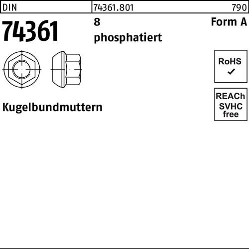 Kugelbundmutter DIN 74361 AM 20x1,5 SW27 8 phosphatiert 100 Stück