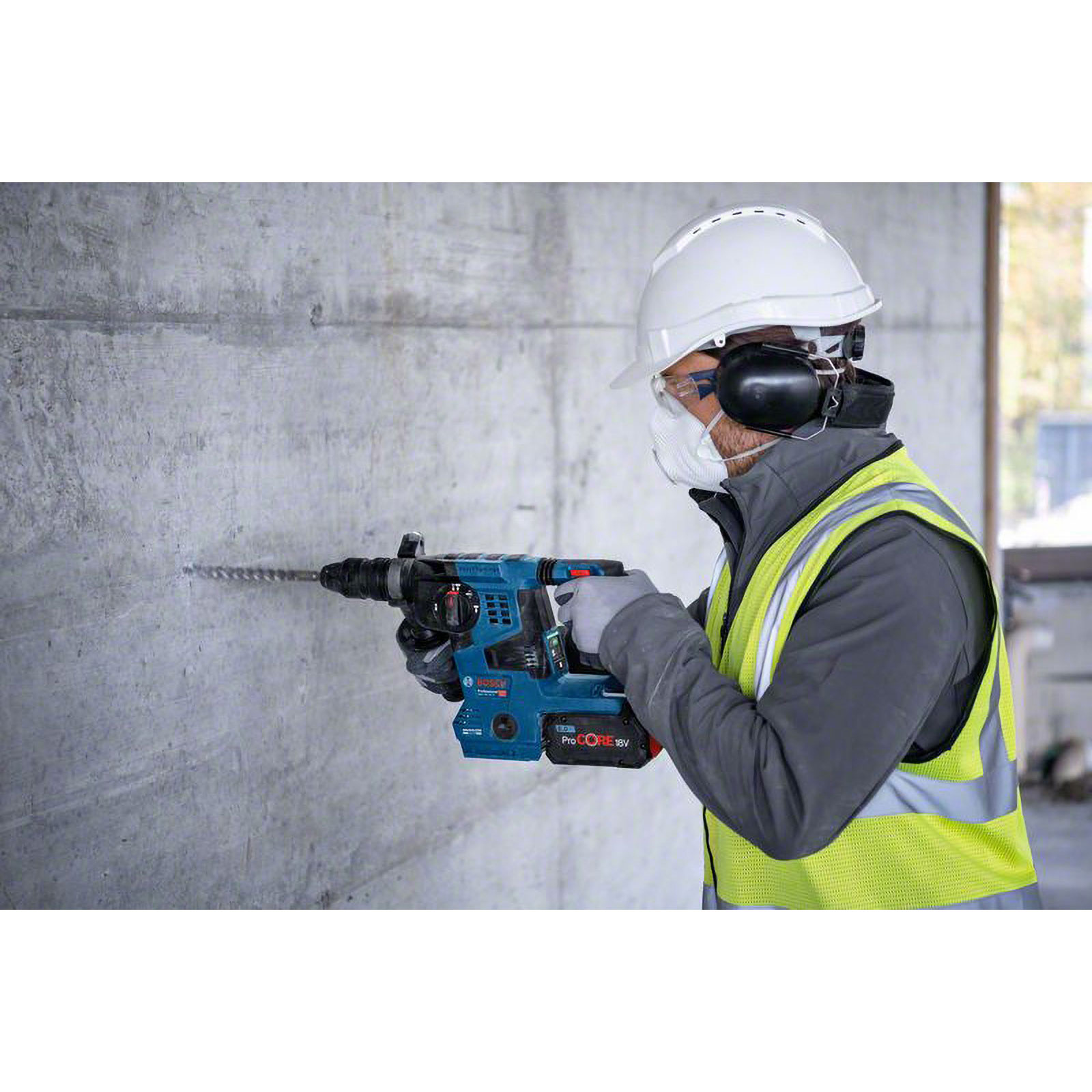 Bosch Akku-Bohrhammer GBH 18V-28 CF + GDE mit SDS plus Solo inkl. Staubabsaugung in L-Boxx - 0611921004