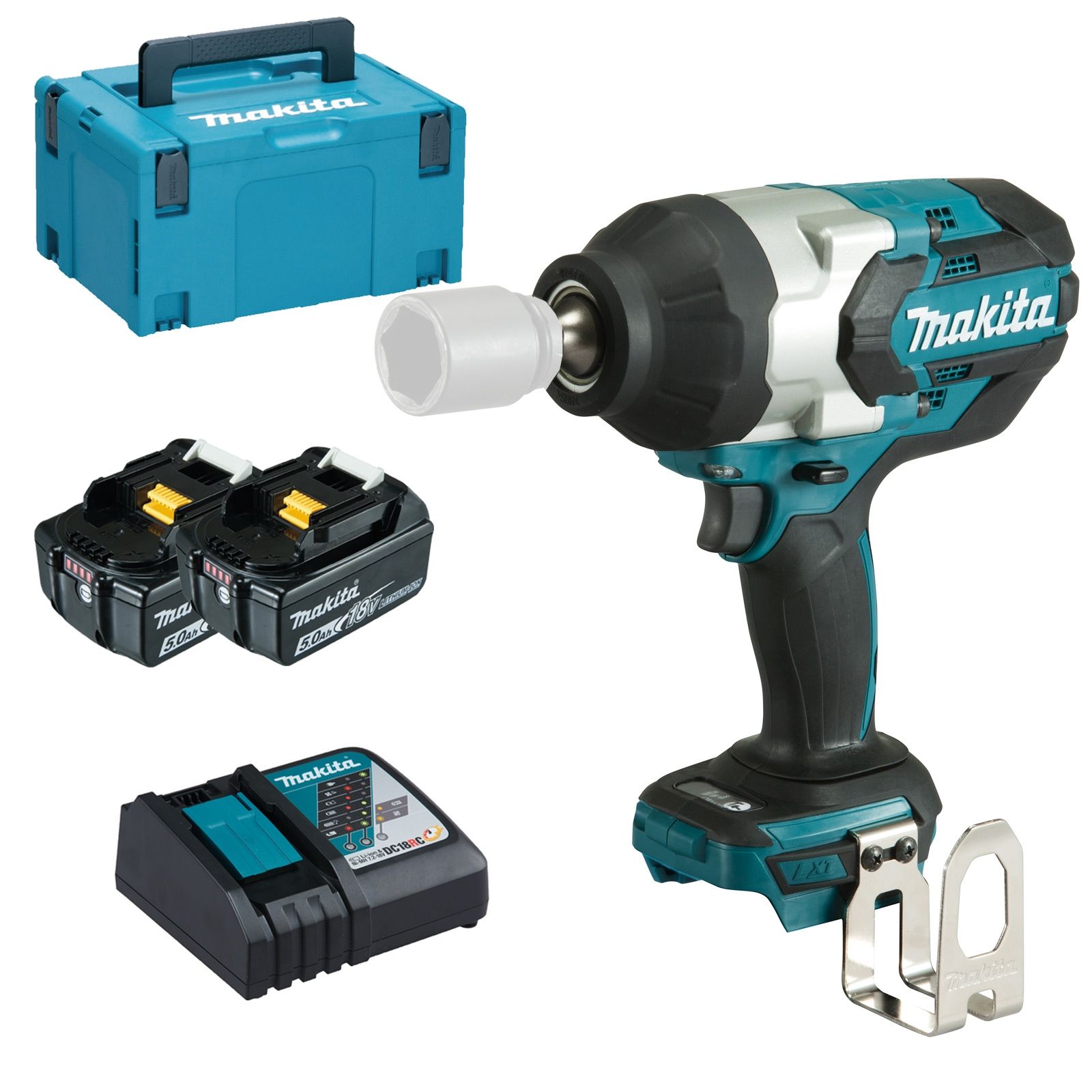 Makita DTW1002RTJ Akku-Schlagschrauber 18 V / 2x 5,0 Ah Akku + Ladegerät im Makpac