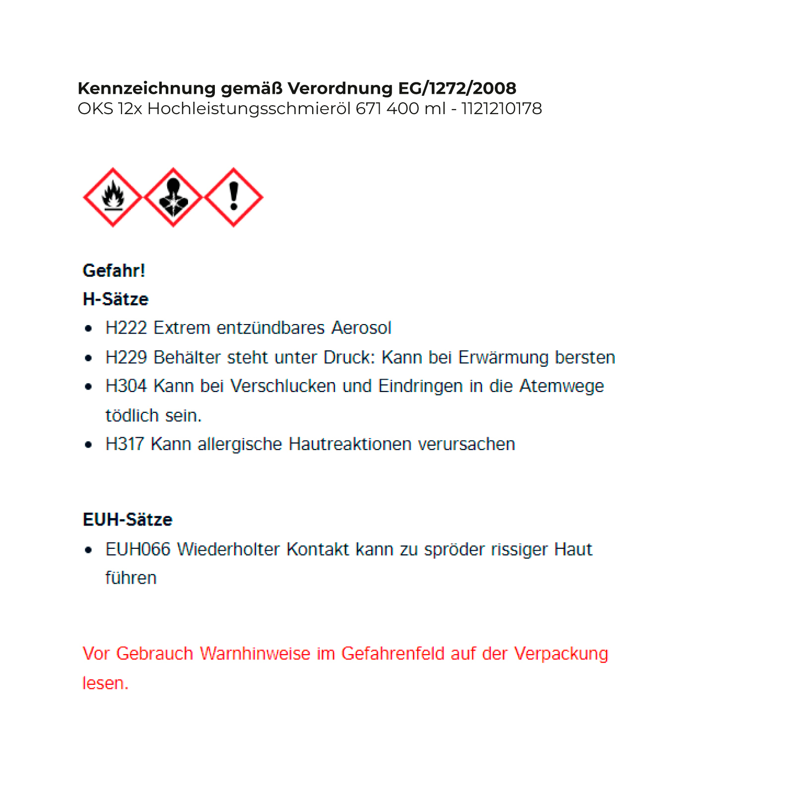 OKS Hochleistungsschmieröl 671 400 ml - 1121210178