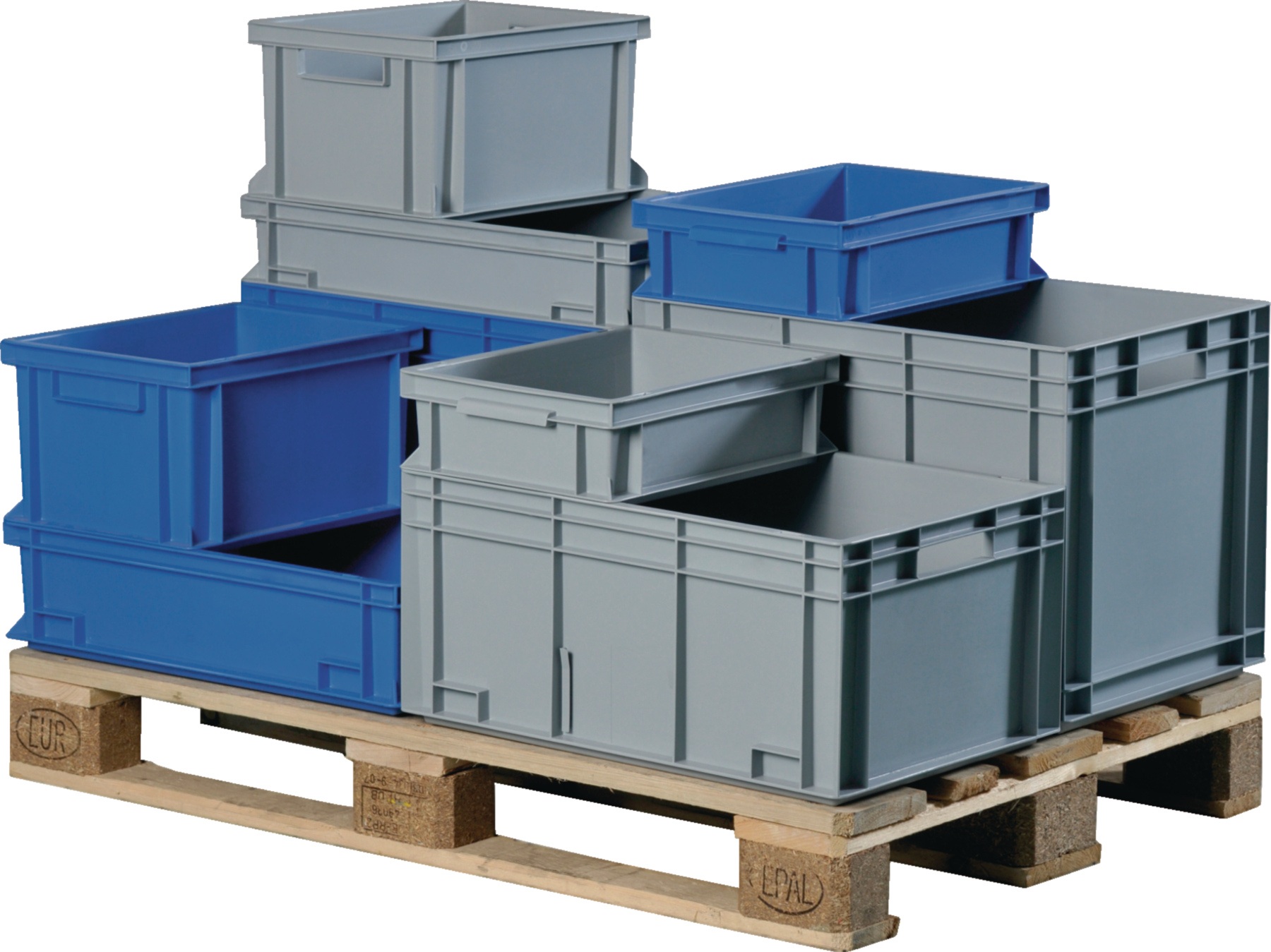 Transportbehälter L300xB200xH120mm grau PP Muschelgr.Seitenwände geschl.TECWERK