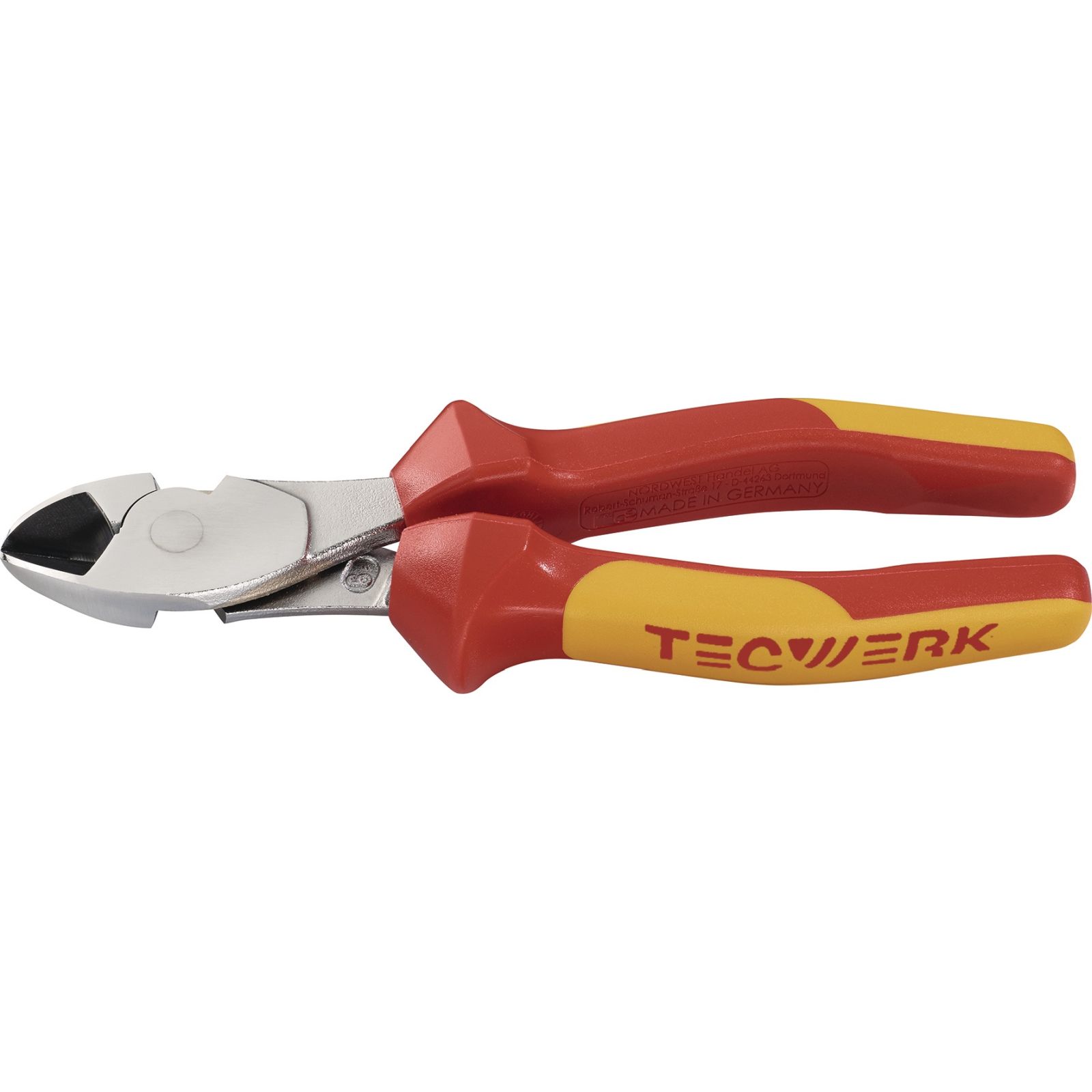 Kraftseitenschneider L.180mm verchr.VDE Mehrkomp.-Hüllen TECWERK