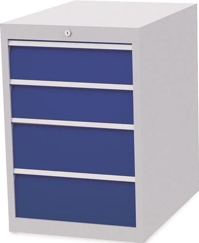 Schubladenschrank H819xB555xT736mm lichtgrau/blau 4 Schubl.