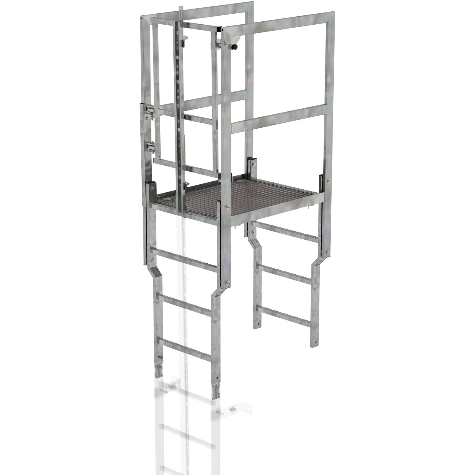 Günzburger Steigtechnik Attika-Überstieg mit SI-Türe und Steigschutzschiene