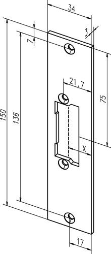 ASSA ABLOY Flachschließbl.21C VA ma ktg.B.34xL.150mm DIN L/R - -------21C35-01