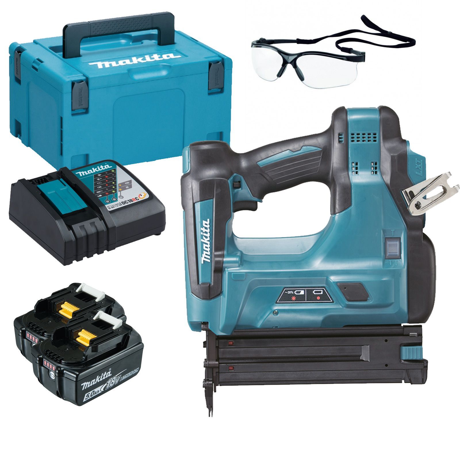 Makita DBN500RTJ Akku-Stauchkopfnagler 18 V / 2x 5,0 Ah Akku + Ladegerät im Makpac