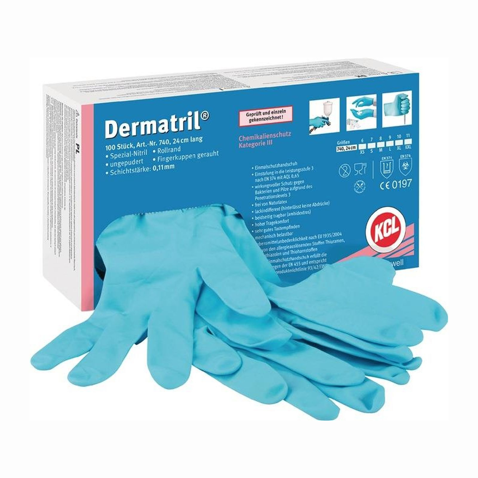 Honeywell 100x Einweghandschuhe Dermatril 740 blau Gr. 9 - 740/9