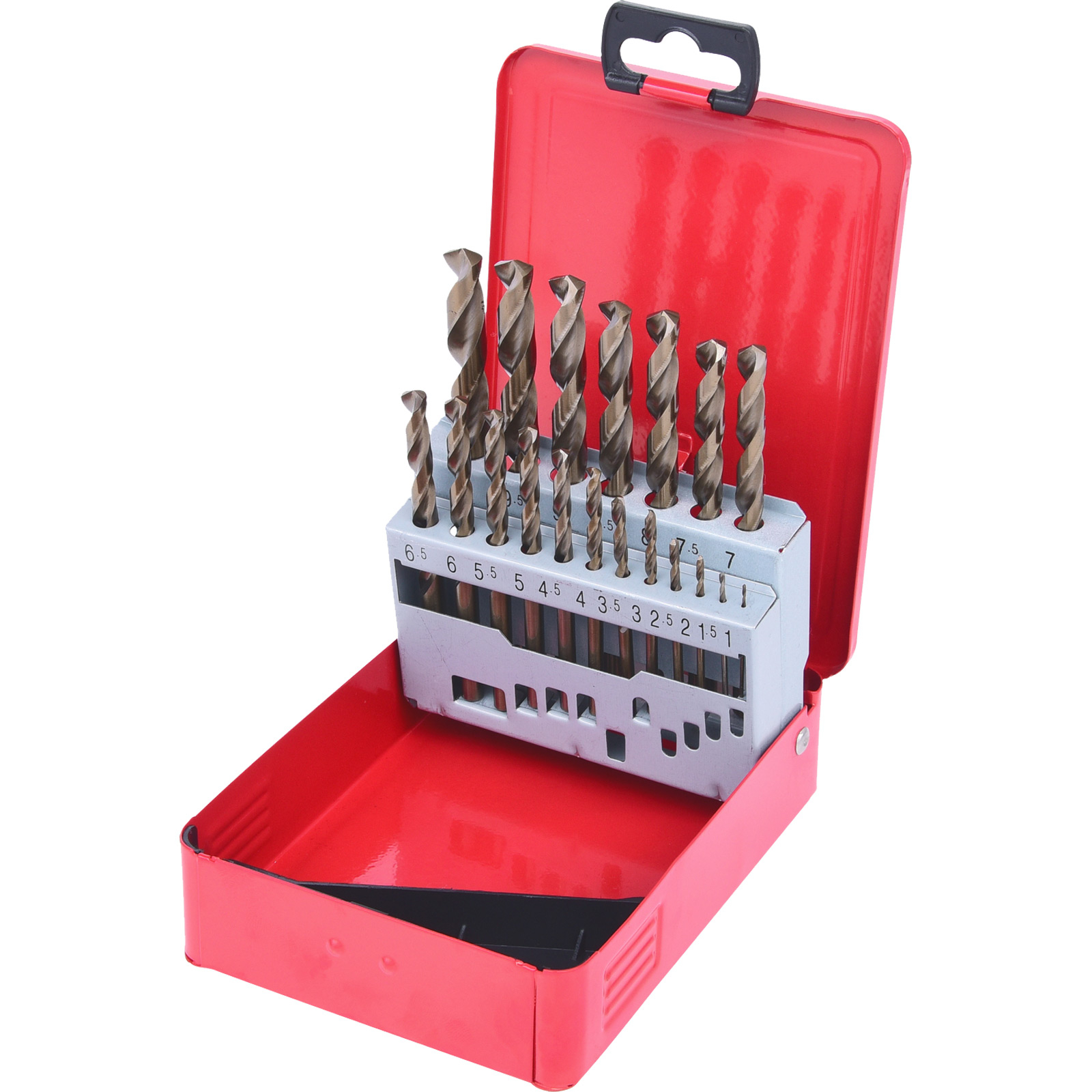 KS TOOLS HSS-G Co 5 Spiralbohrer-Satz Stahlblechkassette 19tlg. 1-10 mm - 330.3610