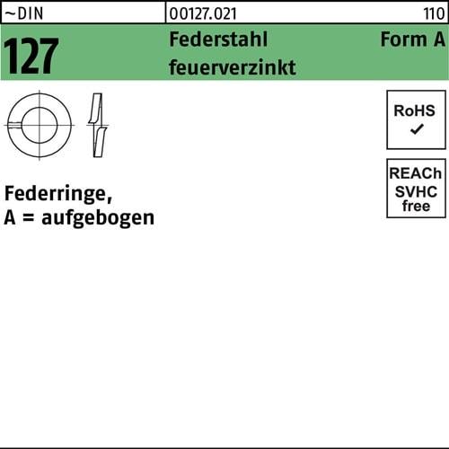 Federring DIN 127 A 30 Federstahl feuerverz. 50 Stück