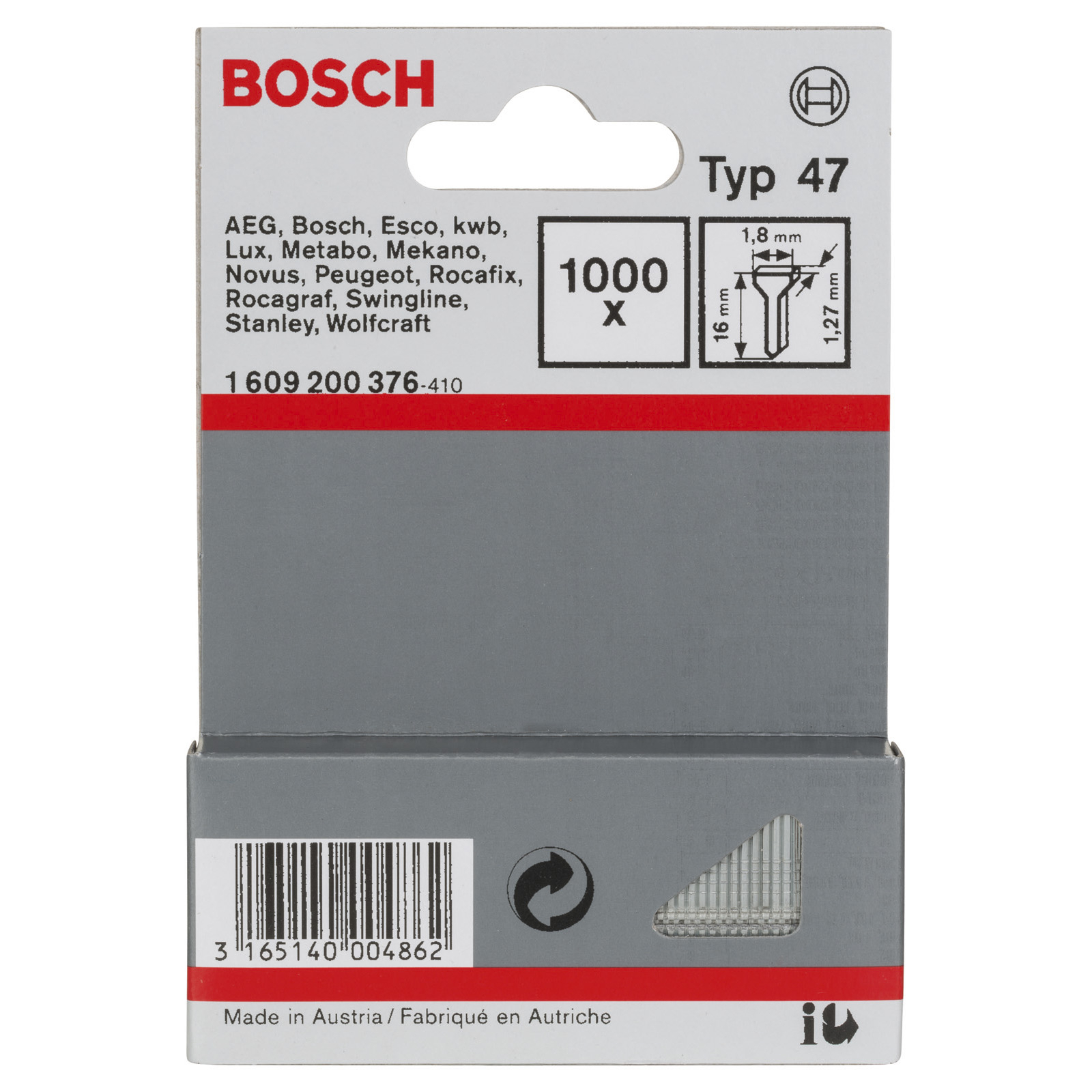 Bosch 1.000x Nagel Typ 47 1,8 x 1,27 x 16 mm - 1609200376