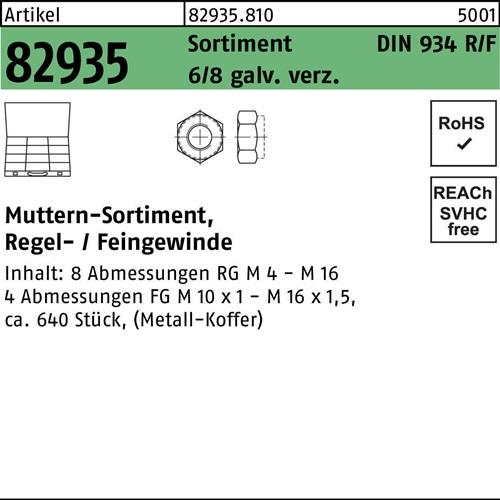 Muttersortiment DIN 934 640tlg. 8 galv.verz. 1 Stück