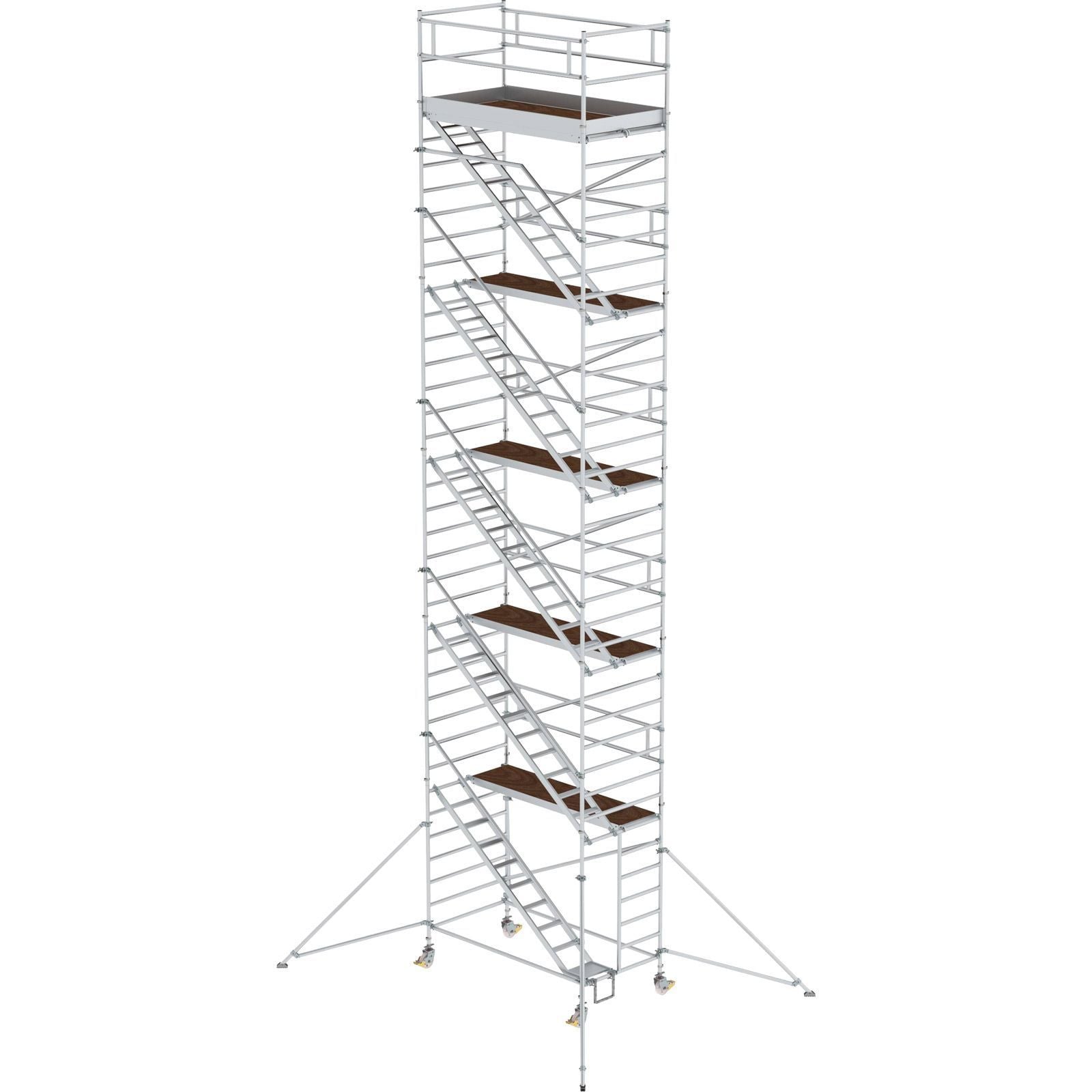 Günzburger Steigtechnik Rollgerüst 1,35 x 2,45 m mit Schrägaufstiegen & Ausleger Plattformhöhe 10,35 m - 167510