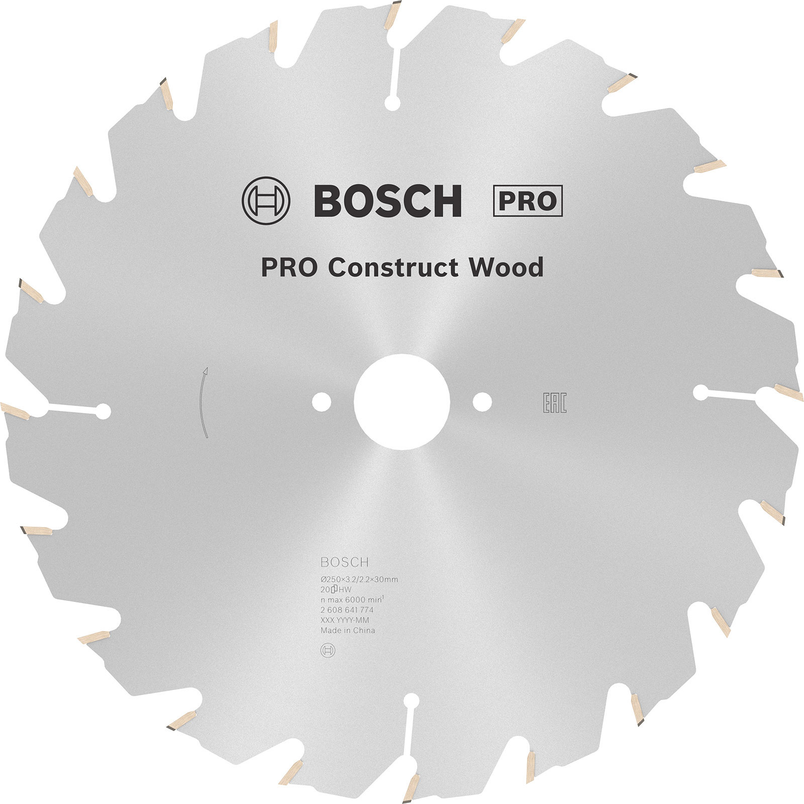 Bosch PRO Construct Wood Kreissägeblatt 250 x 3,2 x 30 mm - 2608641774