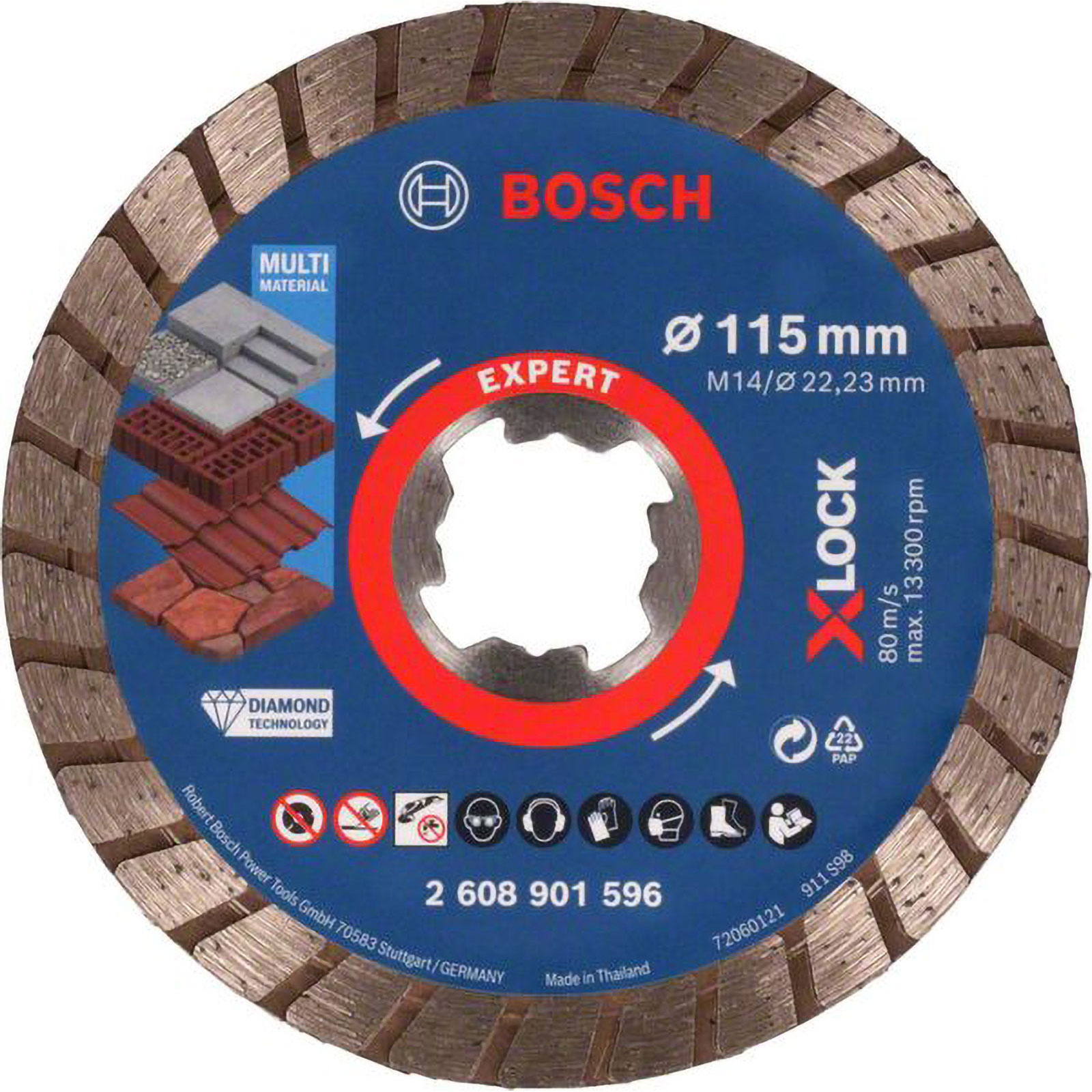 Bosch EXPERT MultiMaterial X-LOCK Diamanttrennscheiben 115 x 22,23 x 2,4 x 12 mm - 2608901596