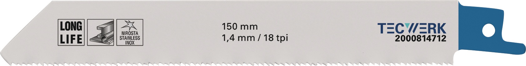Säbelsägeblatt L.150mm B.19mm TPI 18 1,4mm 5 St./Karte TW
