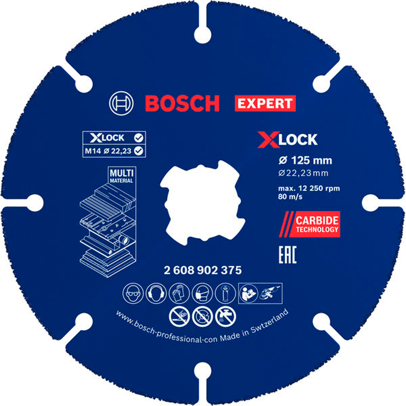 Bosch EXPERT Multi Material Carbide-Trennscheibe 125 x 22,23 mm X-Lock, 10-tlg. - 2608902377