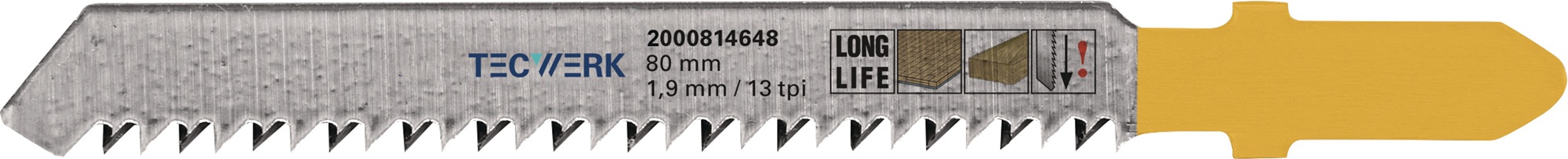 Stichsägeblatt Gesamt-L.80mm Zahnt.1,9mm S.1,27mm BIM 5 St./Karte TECWERK