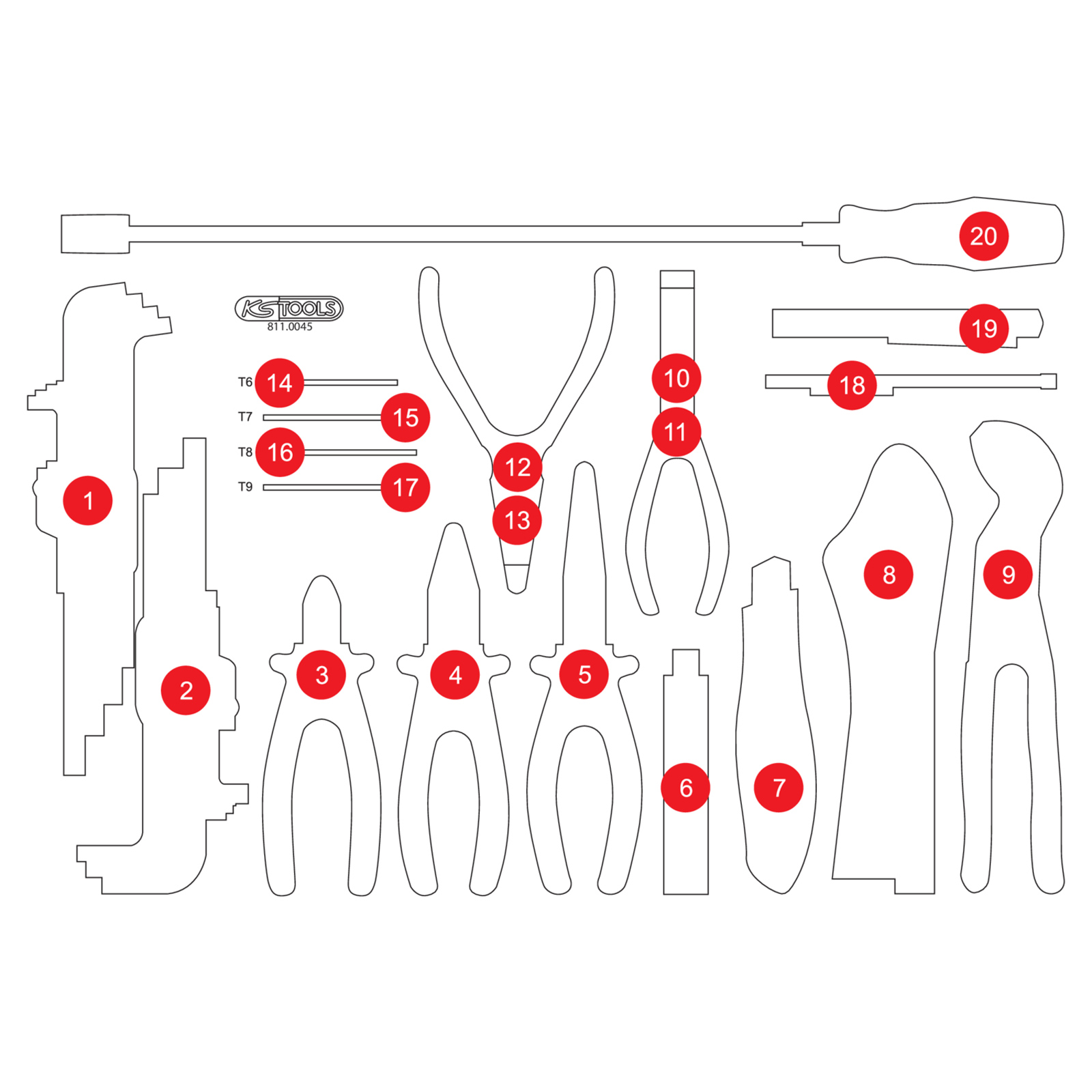 KS TOOLS leere Schaumstoffeinlage zu 811.0045 - 811.0045-97