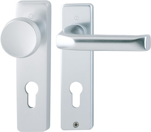 HOPPE Kurzschildgarnitur London 54/227K/202KP/AP/113 Alu.F1 PZ eck.Wechselgrt - 6270052