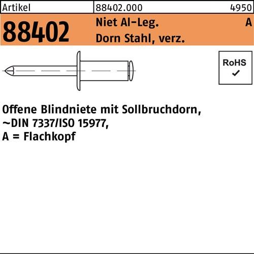 Blindniete R 88402 FLAKO 5x12 Niet Aluminium/Dorn Stahl verz. 500St.