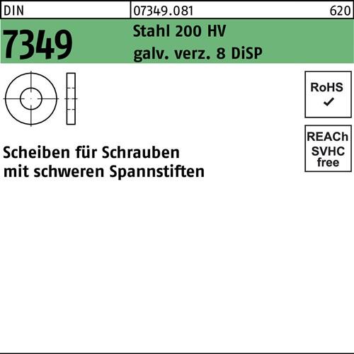 Scheibe DIN 7349 13x30x 6 Stahl 200HV galv.verz. 8 DiSP 250 Stück