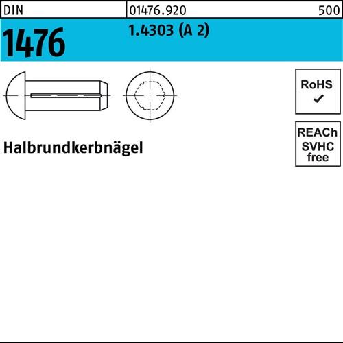 Halbrundkerbnagel DIN 1476 4x 8 1.4303 (A 2) 100 Stück