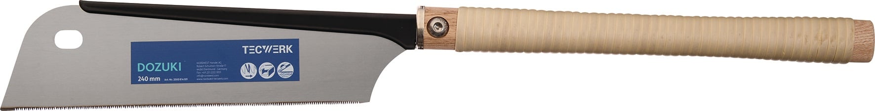 Japansäge/Feinzugsäge Dozuki Blatt-L.240mm Gesamt-L.600mm ger.Rattangriff