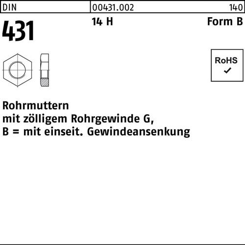 Rohrmutter DIN 431 BG 3/8 14 H 50 Stück