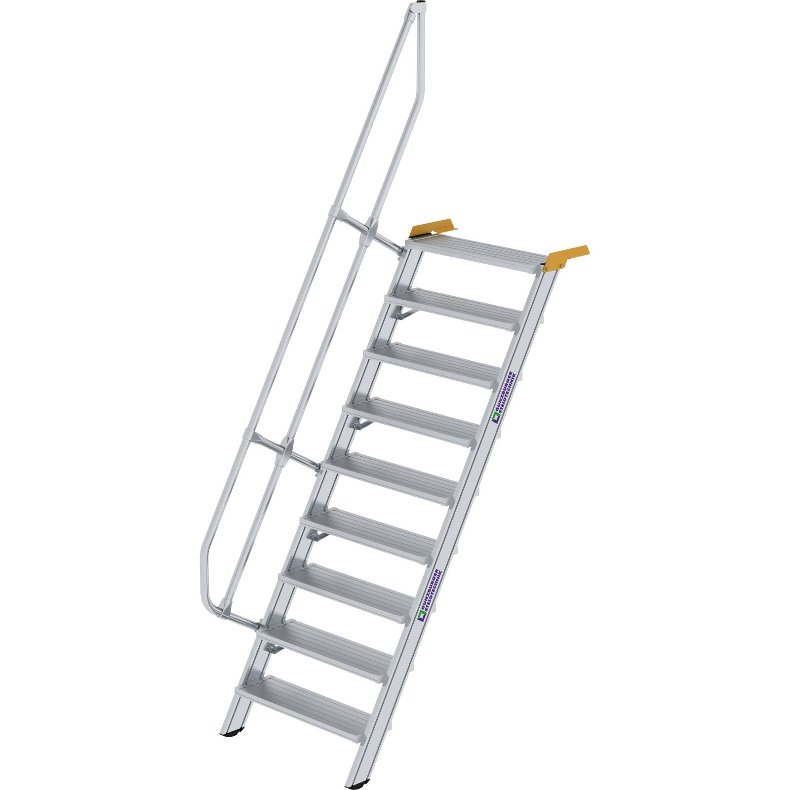 Günzburger Steigtechnik Treppe 60° Stufenbreite 800 mm 9 Stufen Aluminium geriffelt - 600229