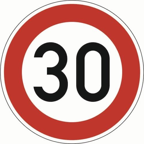 Verkehrszeichen VZ 274-30 Höchstgeschwindigkeit 30 km/h D.600 mmx2mm Ronde RA2
