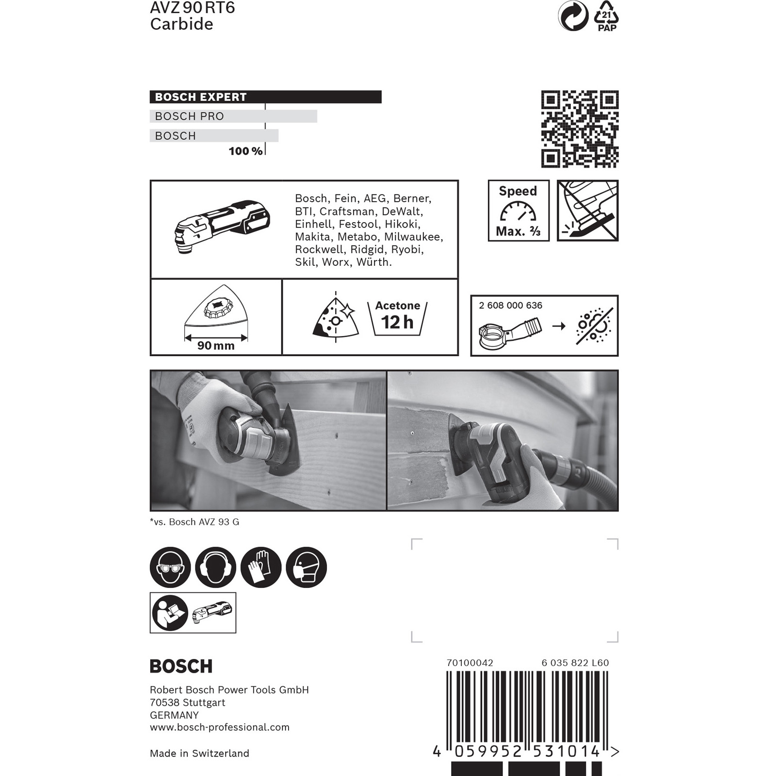 Bosch Expert Sanding Plate AVZ 90 RT6 Starlock Schleifplatte für Multifunktionswerkzeuge 60 x 90 mm - 2608900049