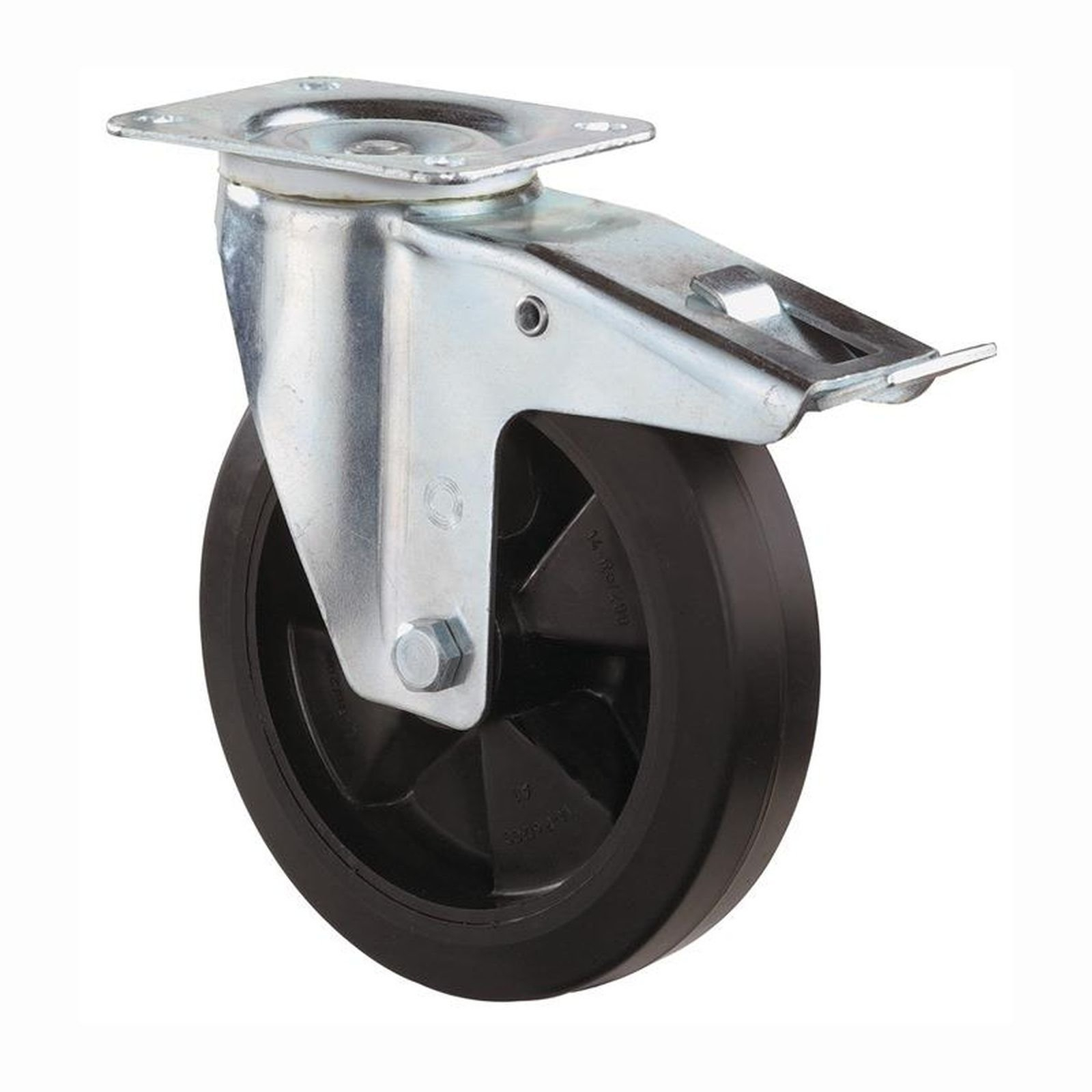 BS Rollen Lenkrolle mit Totalfeststeller und Anschraubplatte Vollgummi