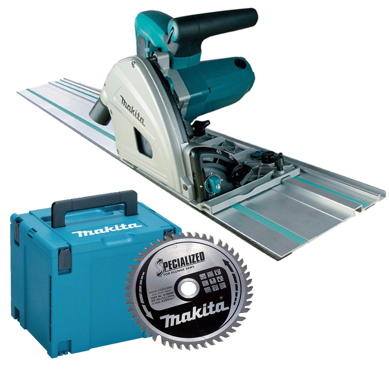 Makita SP6000J1 Tauchsäge mit Führungsschiene 1.300 W im Makpac