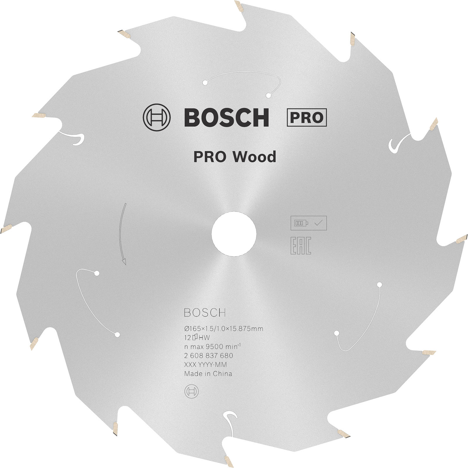 Bosch PRO Wood cordless Blatt für Kreissägen 165 x 1,5 x 15,875 mm - 2608837680