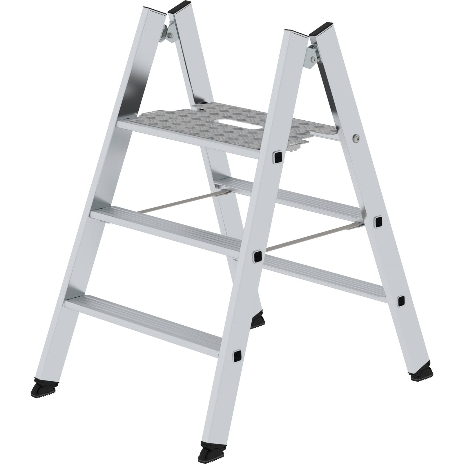 Günzburger Steigtechnik Klapptritt beidseitig begehbar Alu natur