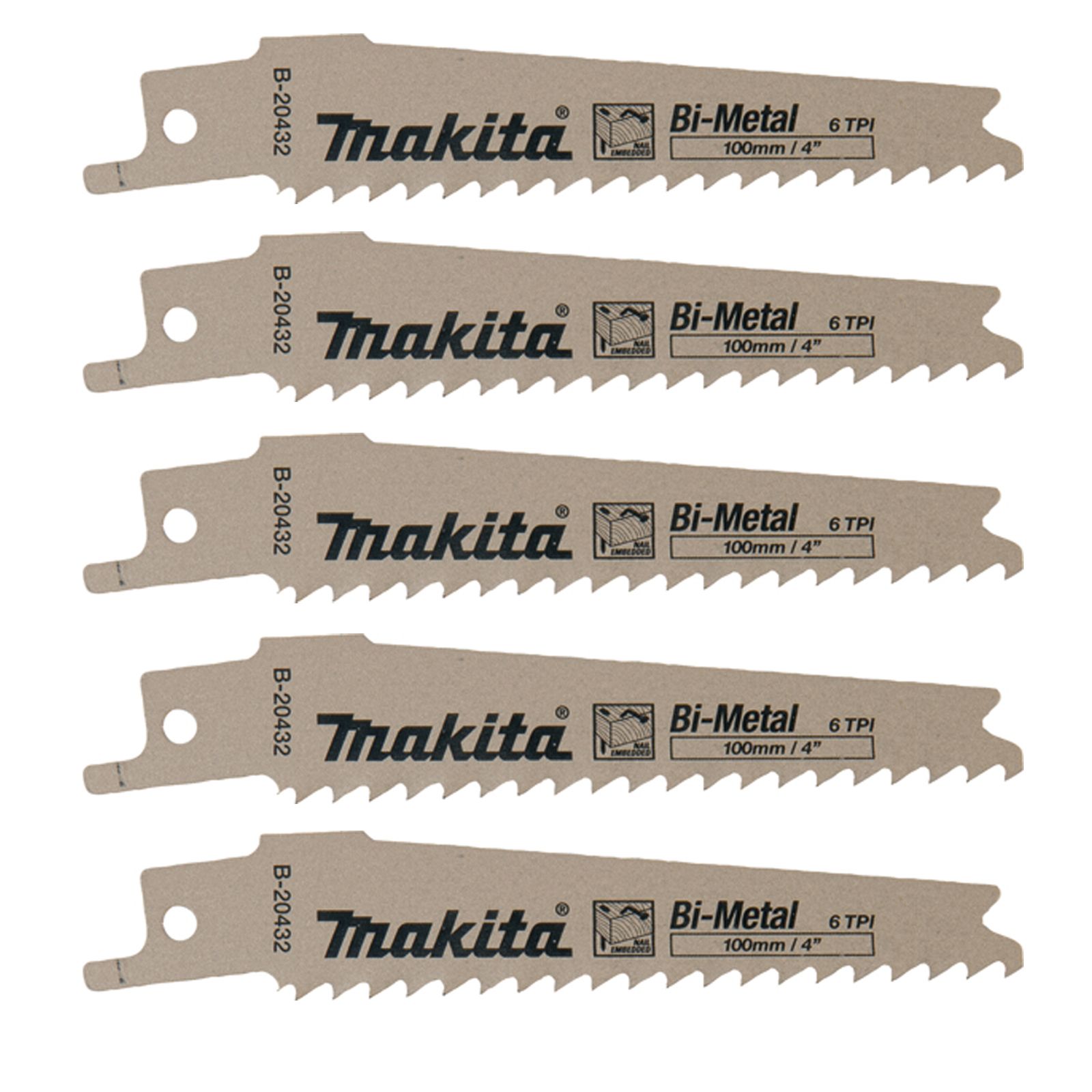 Makita 5 x Recipro-Sägeblatt BIM 100/6Z  - B-20432