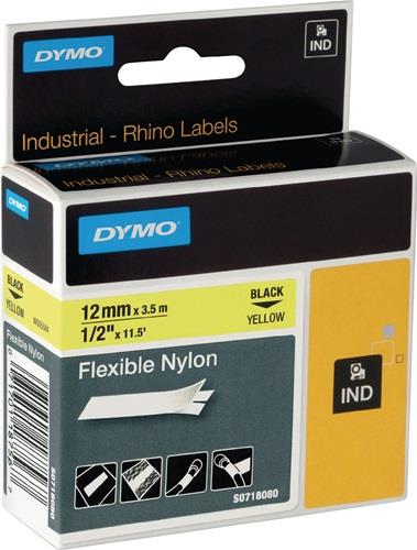Dymo Schriftband Bandbreite 12 mm Bandlänge 3,5 m schwarz auf gelb Nylonband - 18490