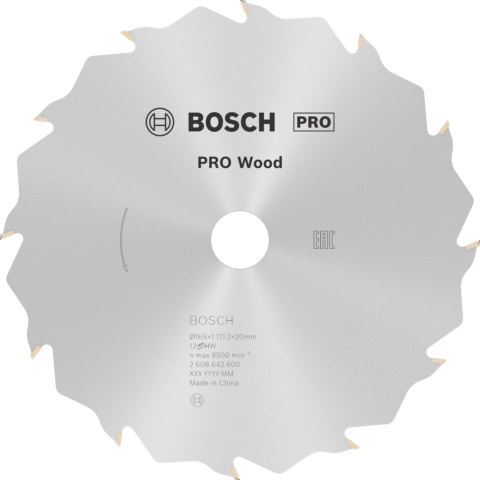 Bosch PRO Wood Kreissägeblatt 165 x 1,7 x 20 mm - 2608642600