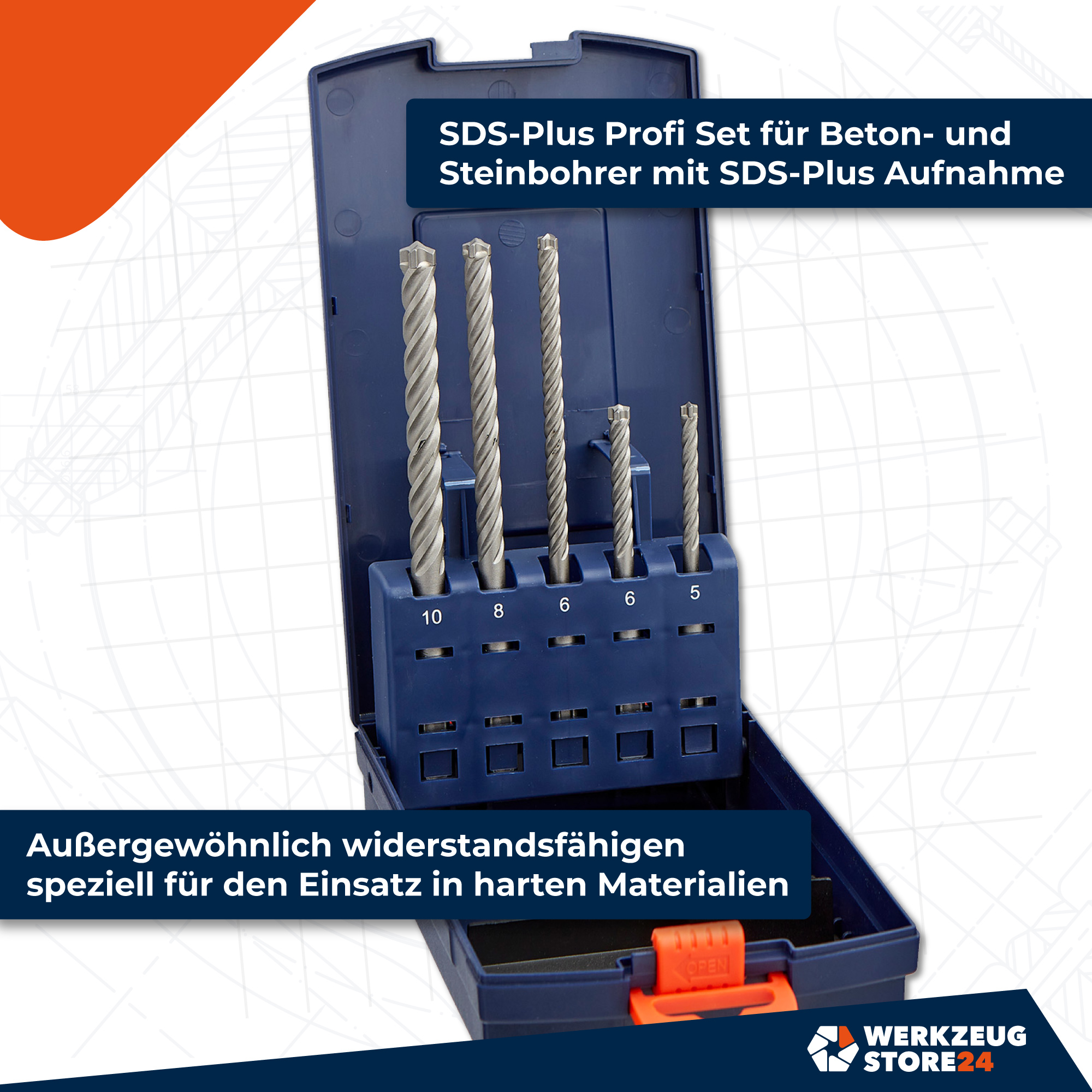 WS24 SDS-PLUS Hammerbohrersatz 4 -Schneider 5 tlg.  - WS24-100065