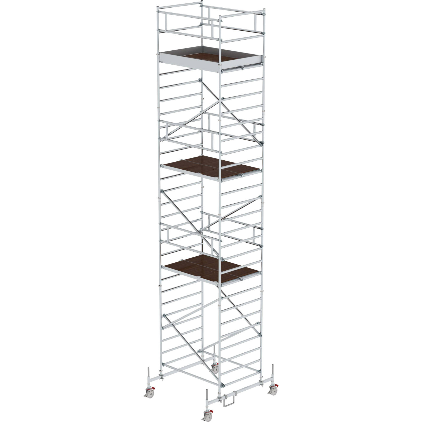 Günzburger Steigtechnik Rollgerüst 1,35 x 1,8 m mit Fahrbalken & Doppel-Plattform Plattformhöhe 7,45 m - 173736